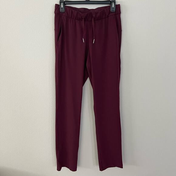 Lululemon Red Cassis On the Fly Pants Full Length (Size 6) - Picture 1 of 7